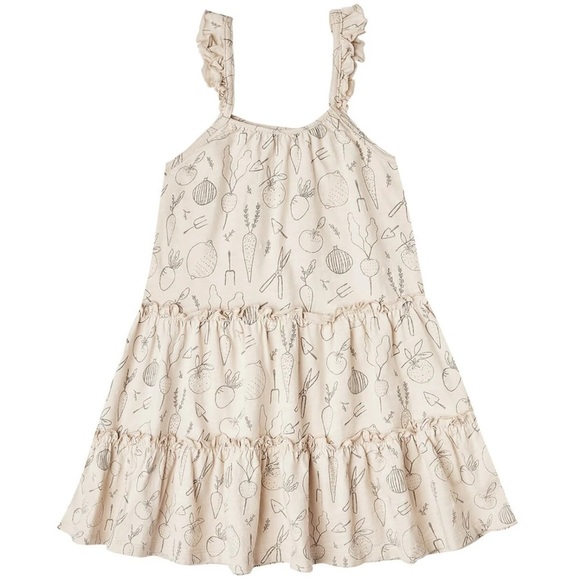 RYLEE + CRU VEGETABLE GARDEN CHILDREN'S TIERED DRESS - NATURAL Size 7 - Picture 3 of 9